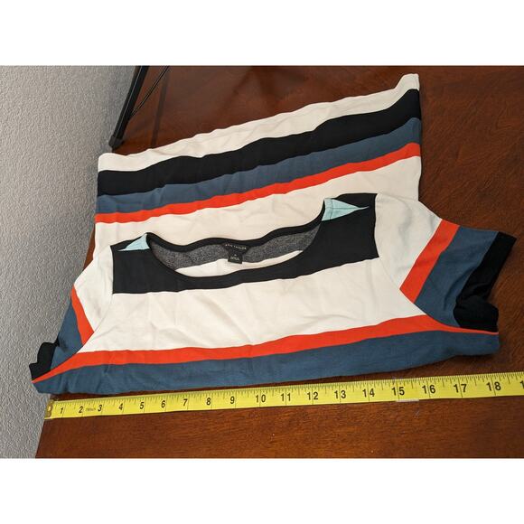Ann Taylor Striped Blouse Medium Colorblock Crewneck Office Top Casual Colorful - Picture 6 of 8